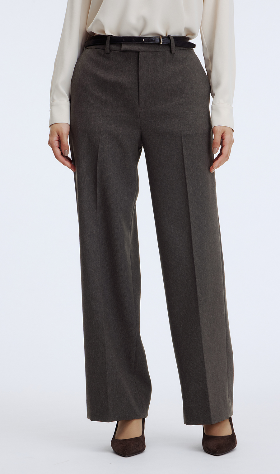 ワイドパンツ【美ジ楽スーツ】【セットアップ着用可】【裾上げ済】 ブラウン 7号