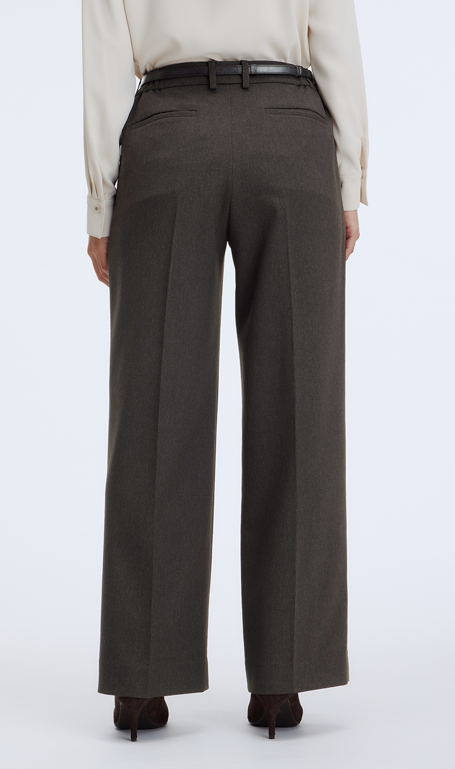 ワイドパンツ【美ジ楽スーツ】【セットアップ着用可】【裾上げ済】 ブラウン 7号