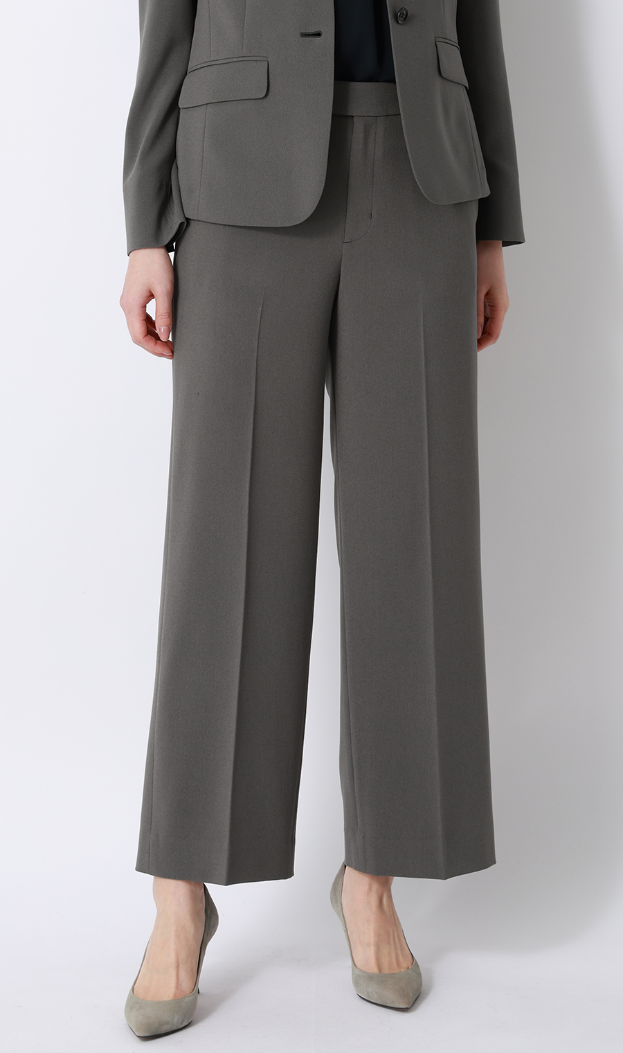 ワイドパンツ【美ジ楽スーツ】【涼】【COOLMAX】【セットアップ着用可】【裾上げ済み】 グレー 5号