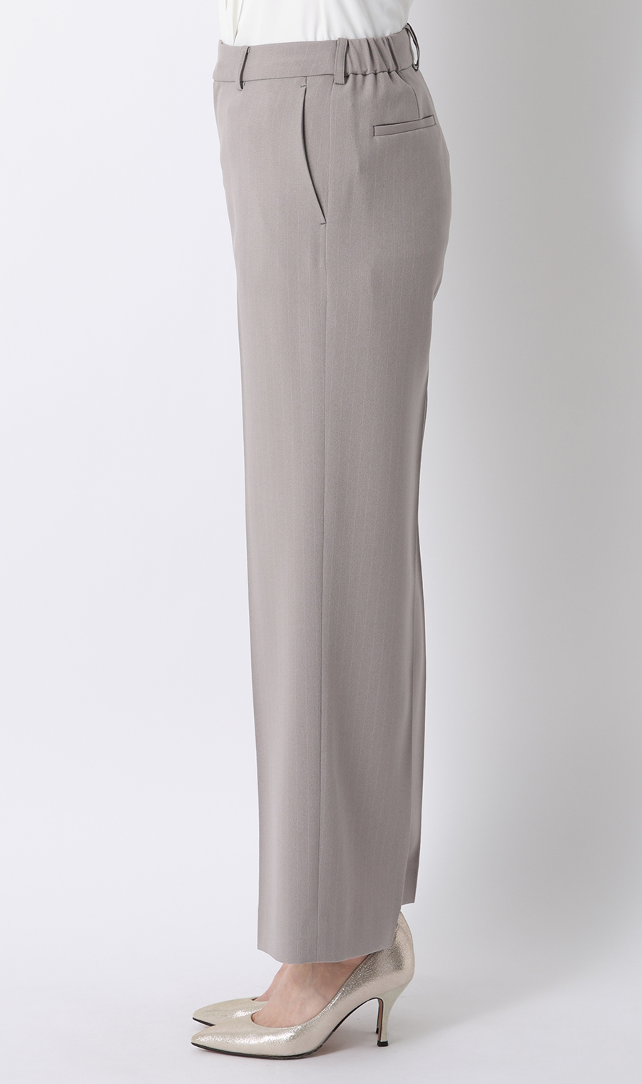 ワイドパンツ【美ジ楽スーツ】【涼】【COOLMAX】【セットアップ着用可】【裾上げ済み】 ライトグレー 5号