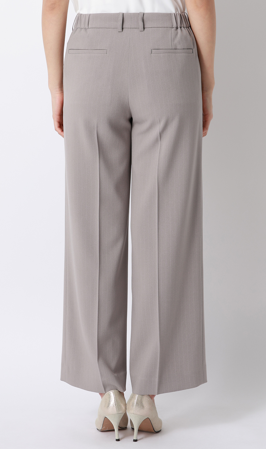 ワイドパンツ【美ジ楽スーツ】【涼】【COOLMAX】【セットアップ着用可】【裾上げ済み】 ライトグレー 5号