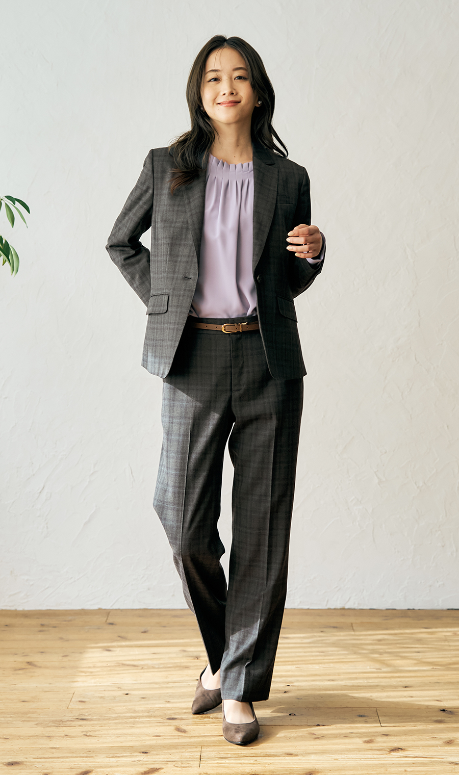 ストレートパンツ【CARREMAN】【セットアップ着用可】【裾上げ済み】 グレー 9号