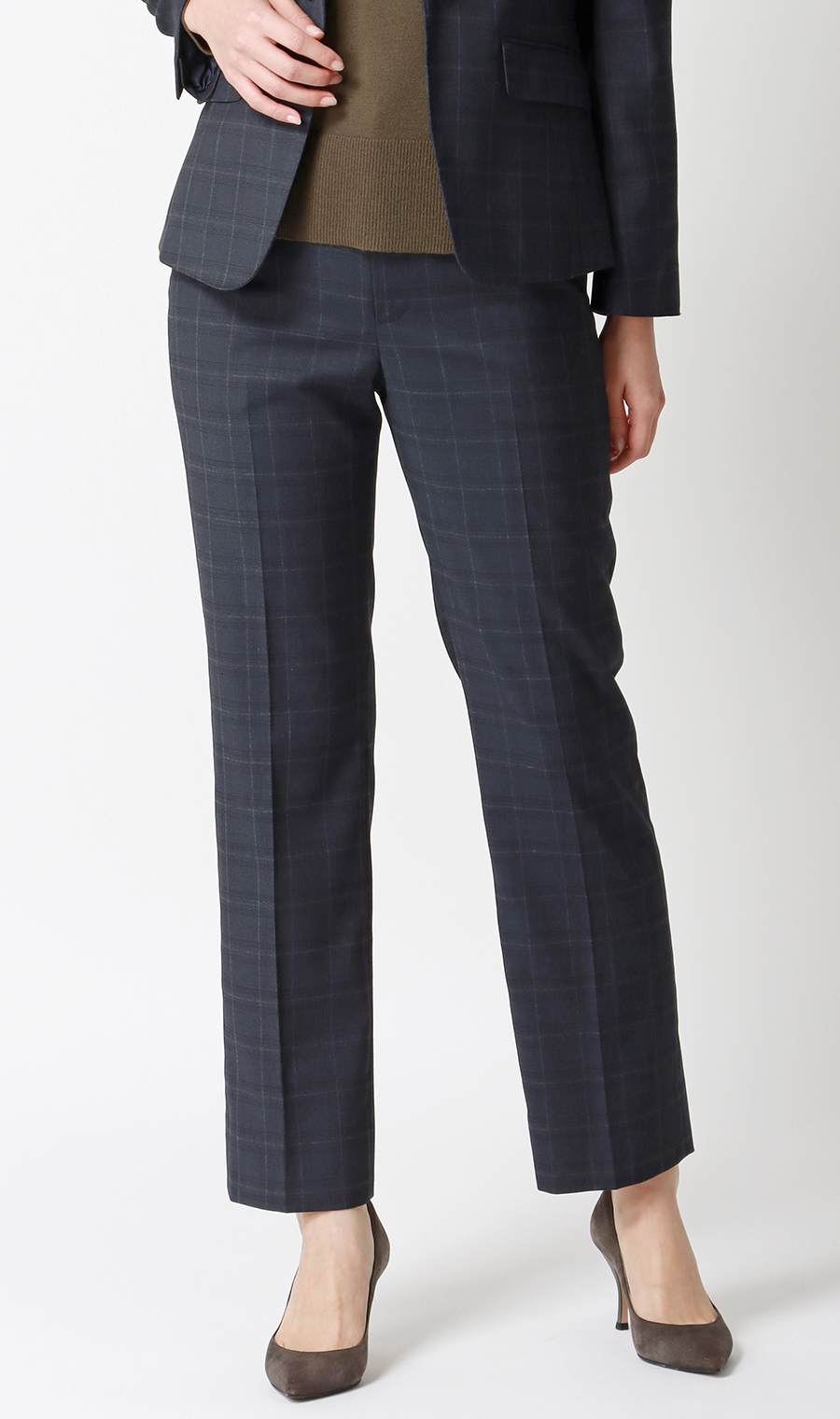 ストレートパンツ【CARREMAN】【セットアップ着用可】【裾上げ済み】 ネイビー 7号