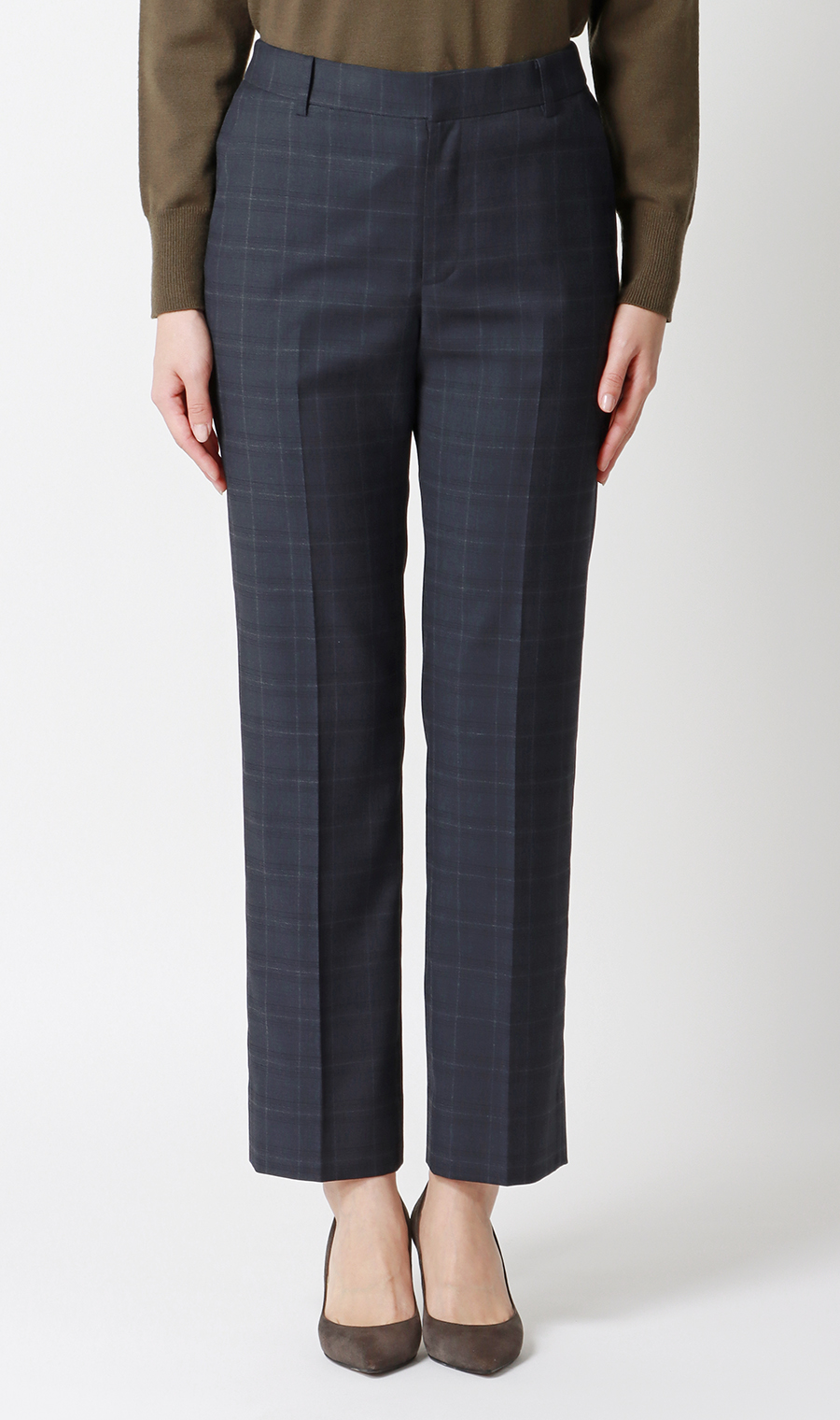 ストレートパンツ【CARREMAN】【セットアップ着用可】【裾上げ済み】 ネイビー 7号