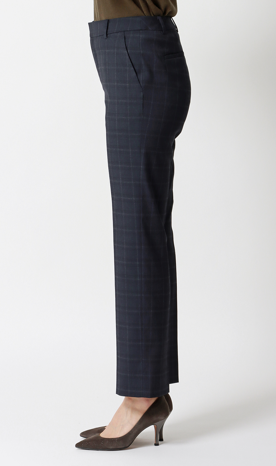 ストレートパンツ【CARREMAN】【セットアップ着用可】【裾上げ済み】 ネイビー 7号