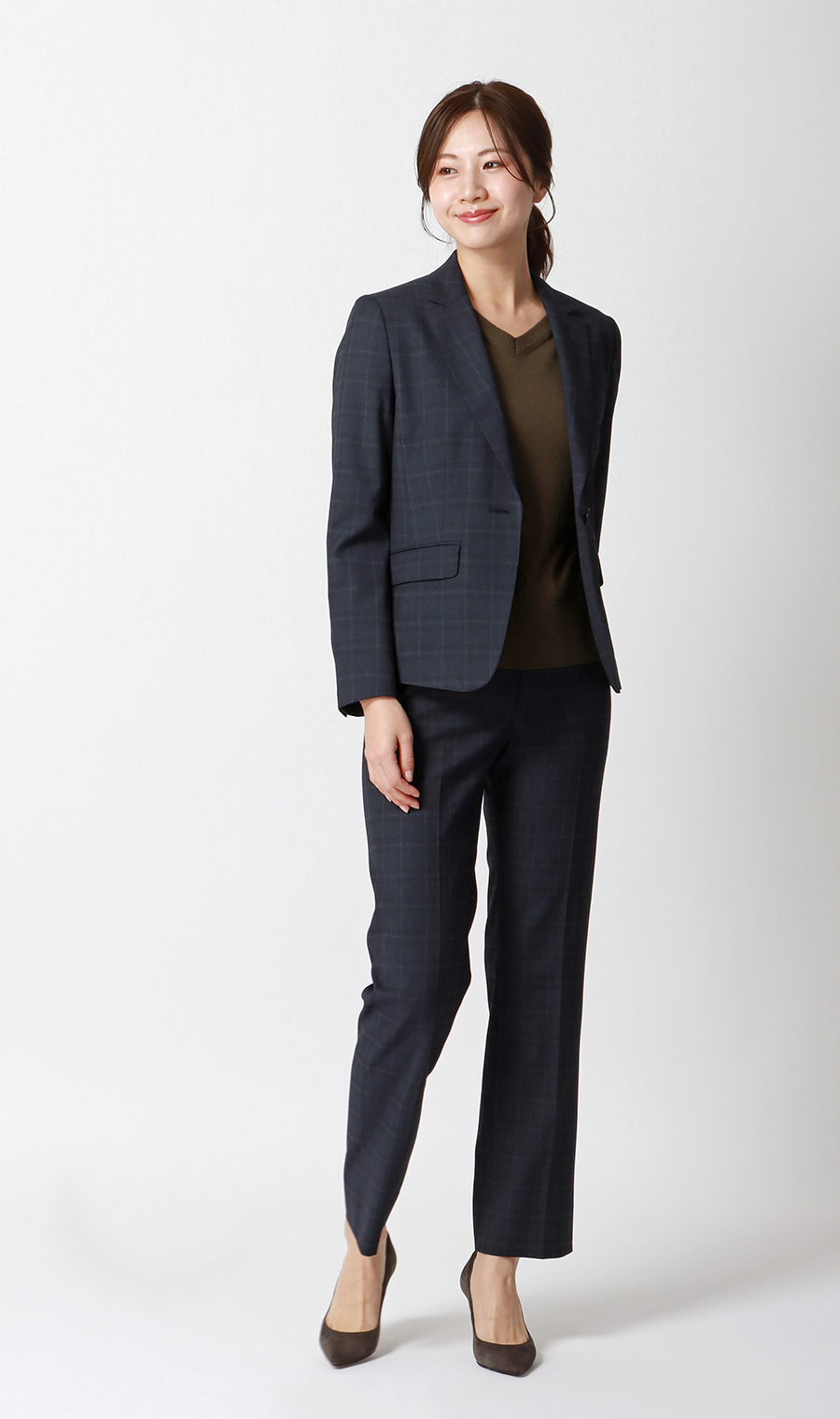 ストレートパンツ【CARREMAN】【セットアップ着用可】【裾上げ済み】 ネイビー 7号