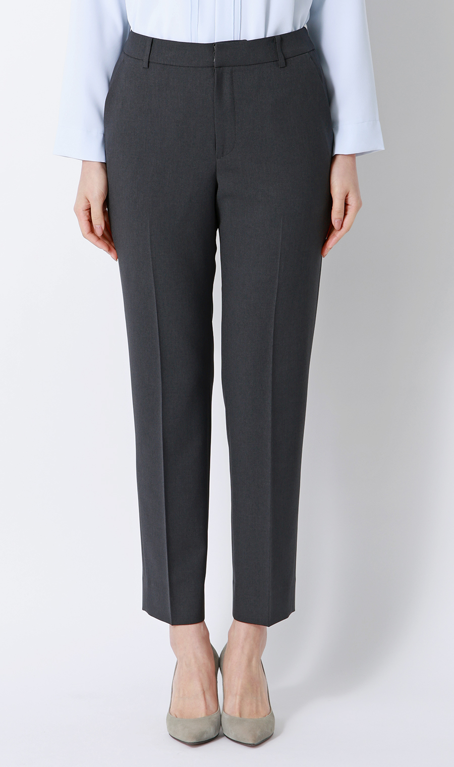 【週替わり_レディース】ノータックテーパードパンツ【セットアップ着用可】【裾上げ済み】 チャコール 5号