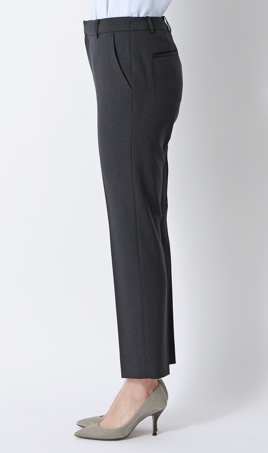 【週替わり_レディース】ノータックテーパードパンツ【セットアップ着用可】【裾上げ済み】 チャコール 5号