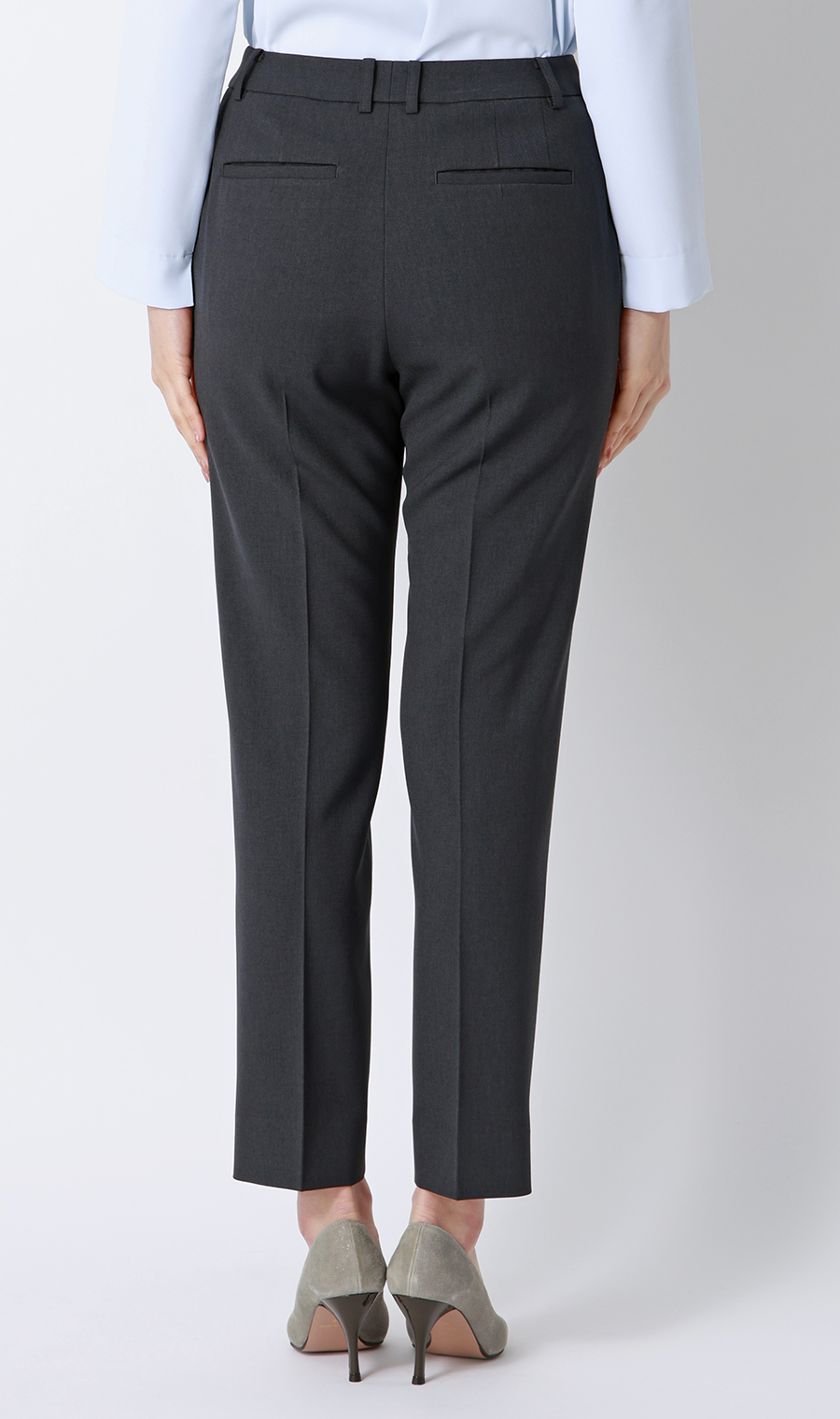 【週替わり_レディース】ノータックテーパードパンツ【セットアップ着用可】【裾上げ済み】 チャコール 5号