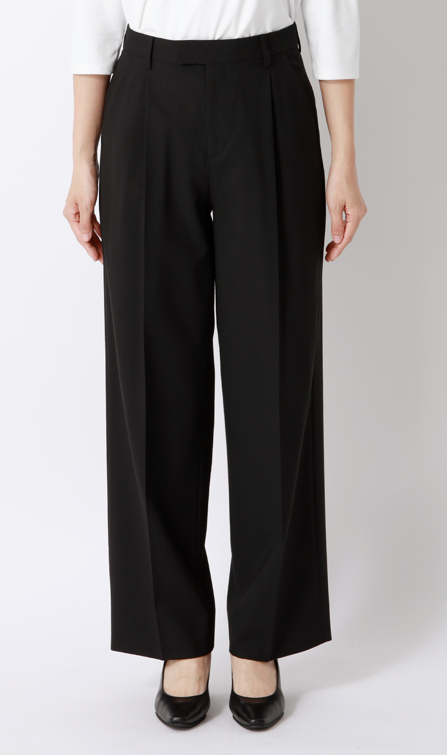 ワイドパンツ【セットアップ着用可】【裾上げ済】 ブラック 5号