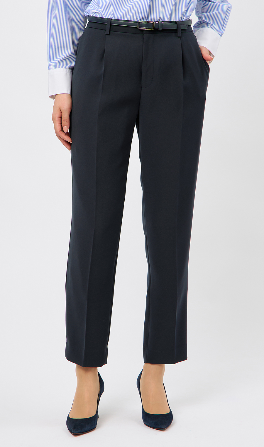 ワンタックテーパードパンツ【セットアップ着用可】【裾上げ済み】 ネイビー 3号