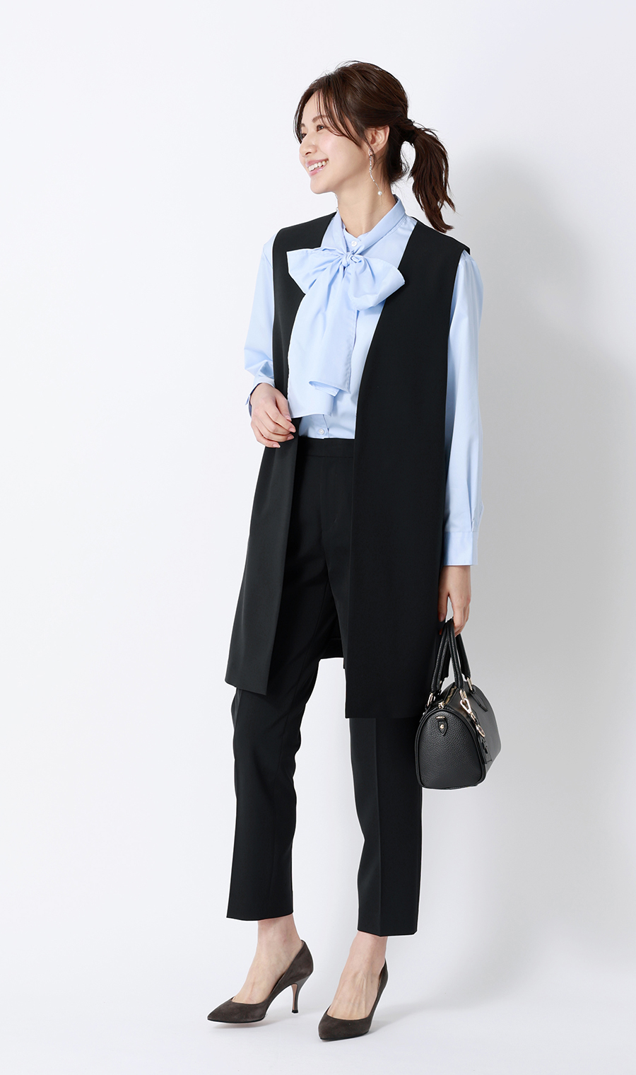 ワンタックテーパードパンツ【セットアップ着用可】【裾上げ済み】 ネイビー 3号