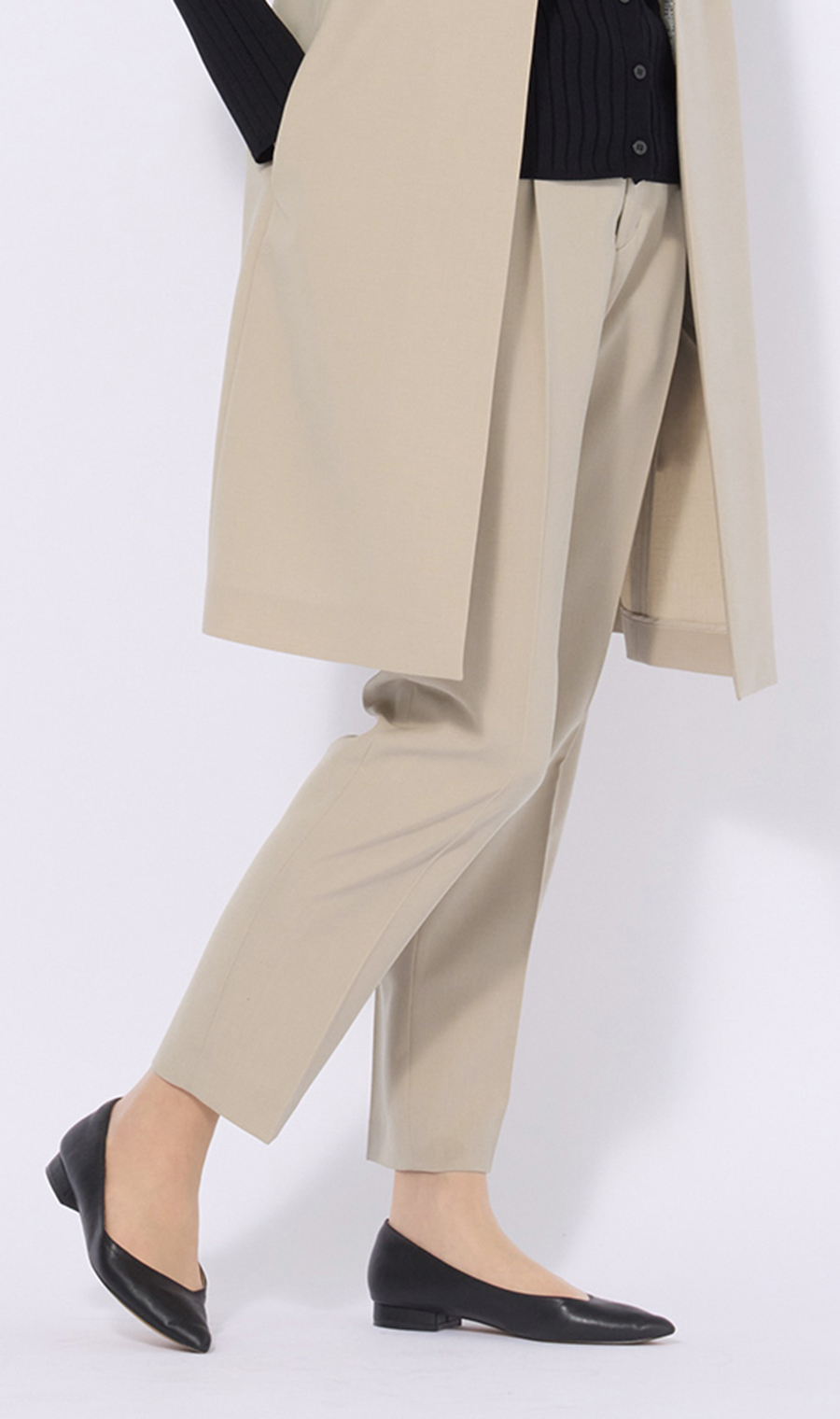 ワンタックテーパードパンツ【セットアップ着用可】【裾上げ済み】 ベージュ 3号