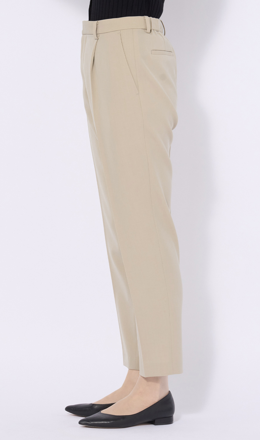 ワンタックテーパードパンツ【セットアップ着用可】【裾上げ済み】 ベージュ 3号
