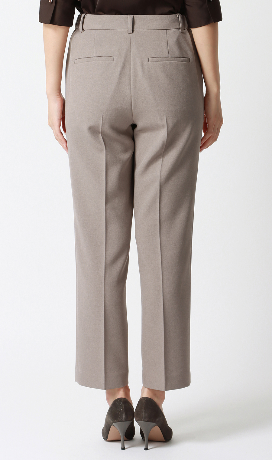 【みんなのスーツ】ピンタックストレートパンツ【セットアップ着用可】【裾上げ済み】 グレージュ SS