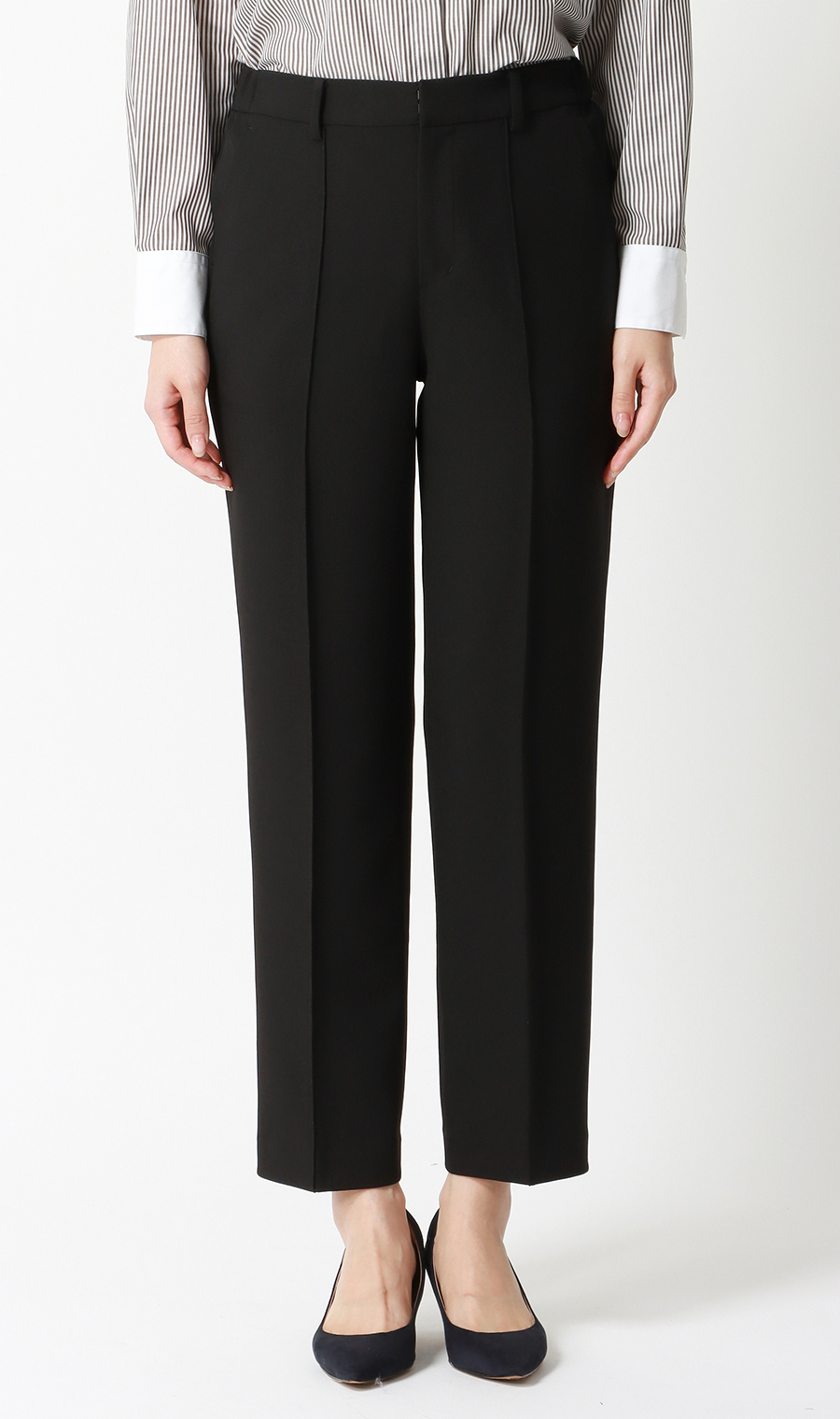 【みんなのスーツ】ピンタックストレートパンツ【セットアップ着用可】【裾上げ済み】 ブラック SS