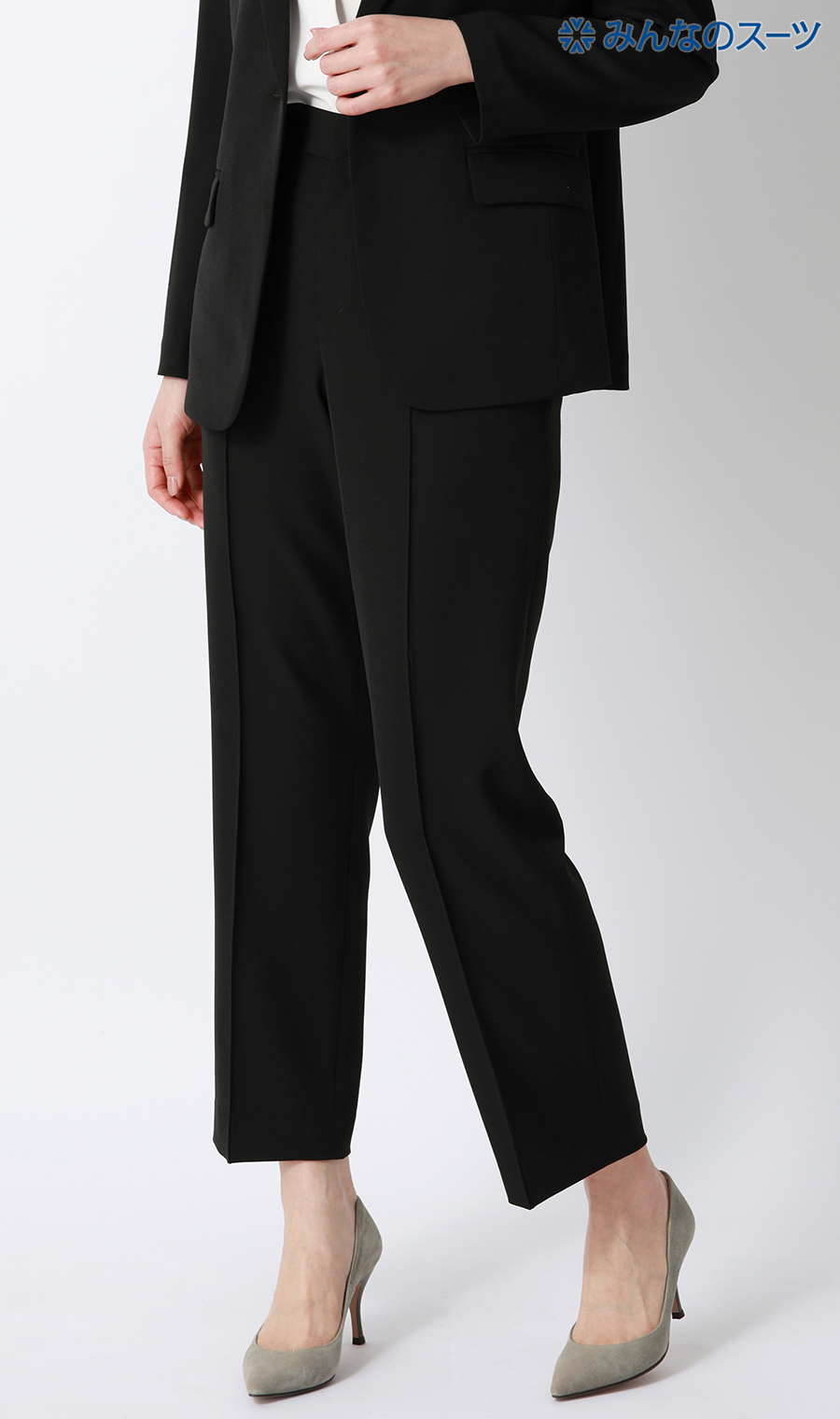 【みんなのスーツ】ピンタックストレートパンツ【セットアップ着用可】【裾上げ済み】 ブラック SS
