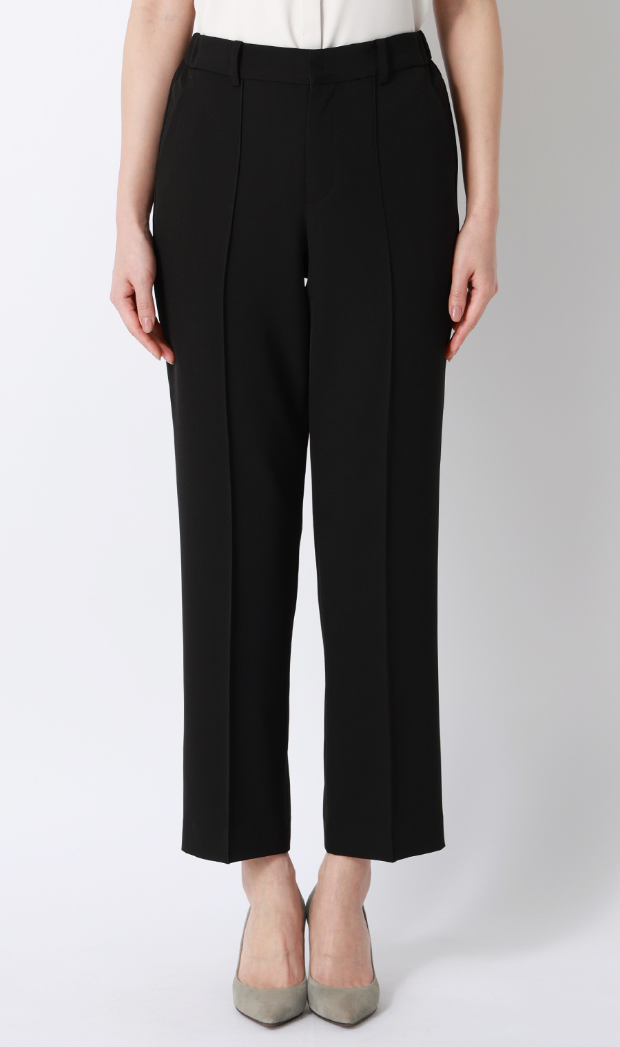 【みんなのスーツ】ピンタックストレートパンツ【セットアップ着用可】【裾上げ済み】 ブラック SS