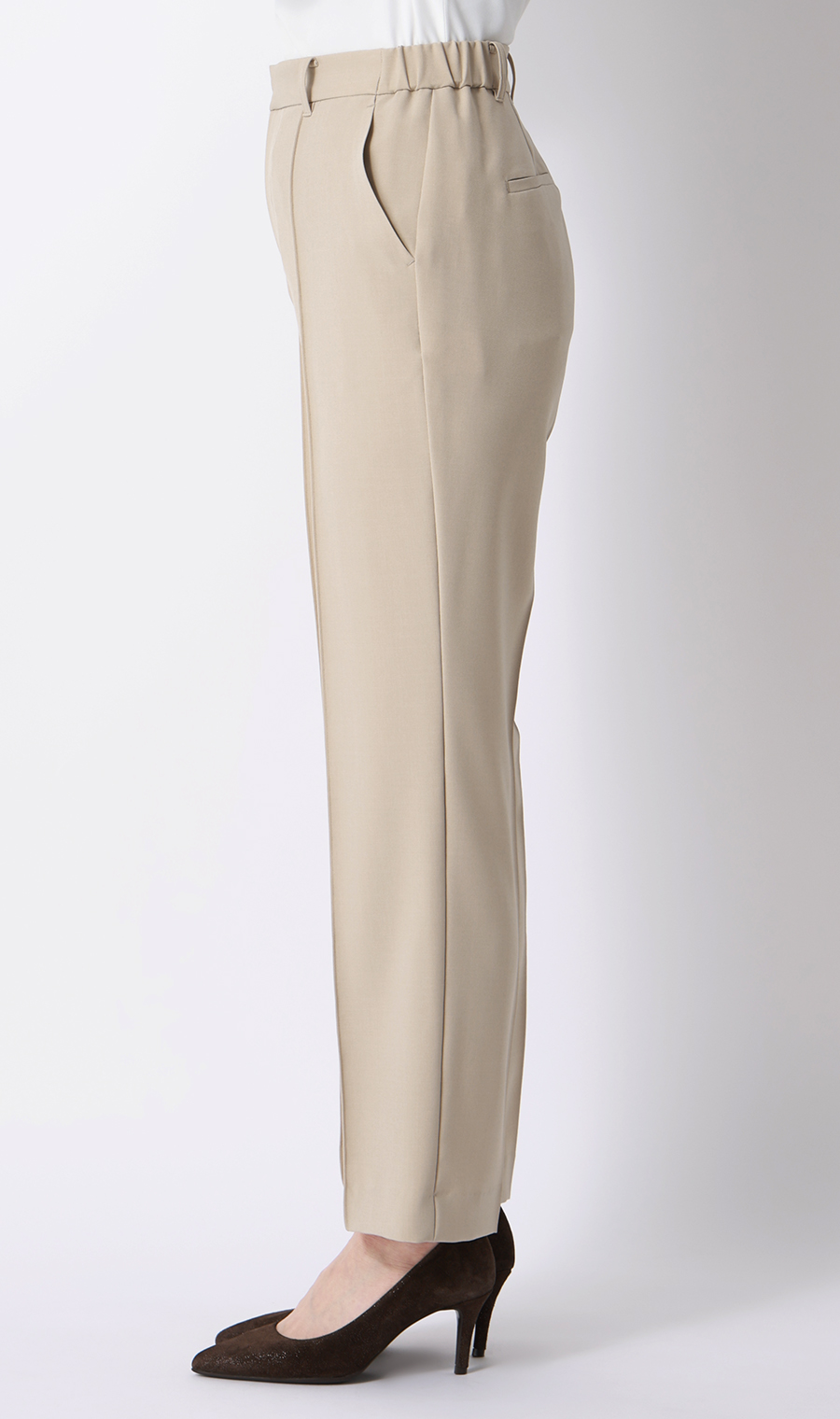 【みんなのスーツ】ピンタックストレートパンツ【セットアップ着用可】【裾上げ済み】 ベージュ SS