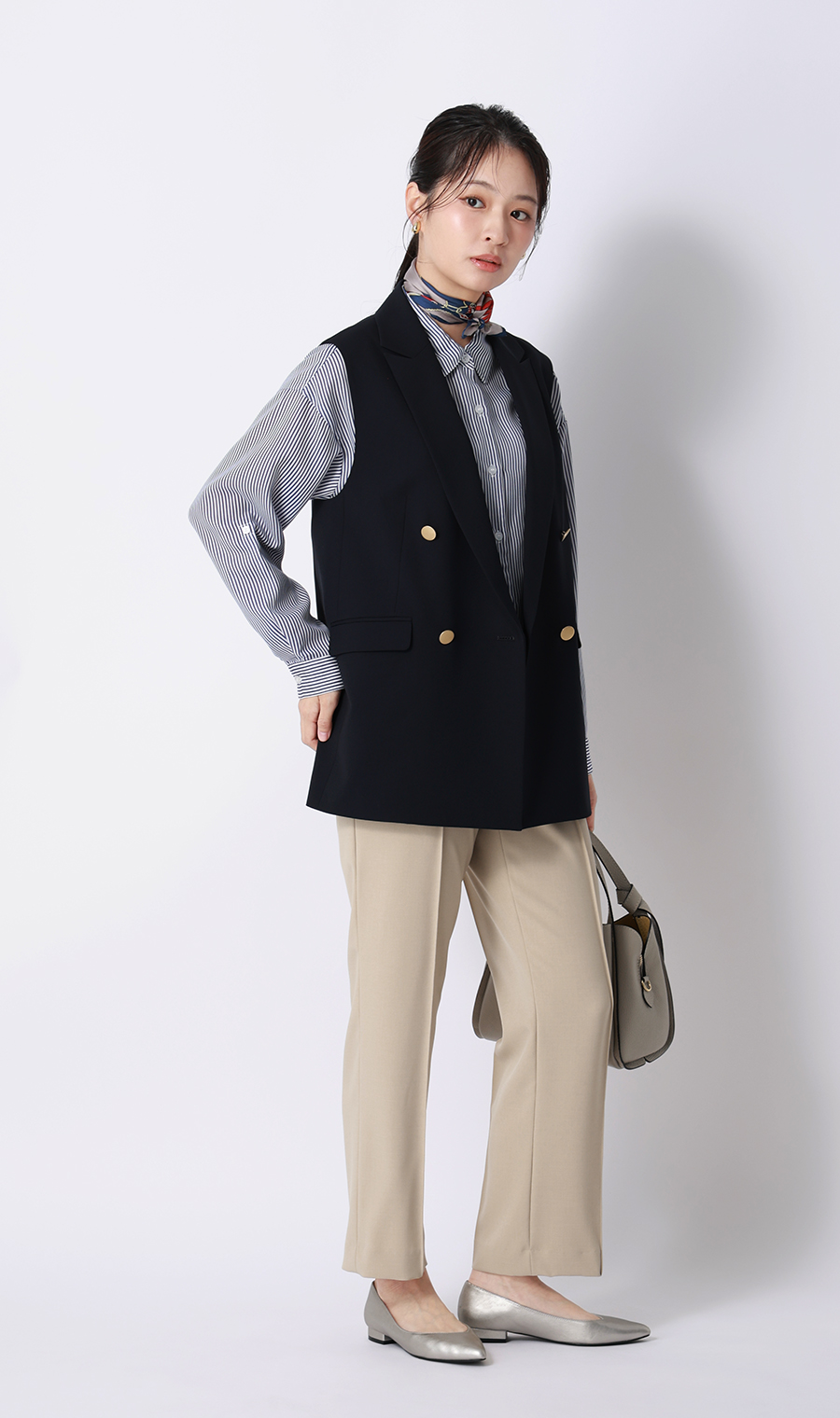 【みんなのスーツ】ピンタックストレートパンツ【セットアップ着用可】【裾上げ済み】 ベージュ SS