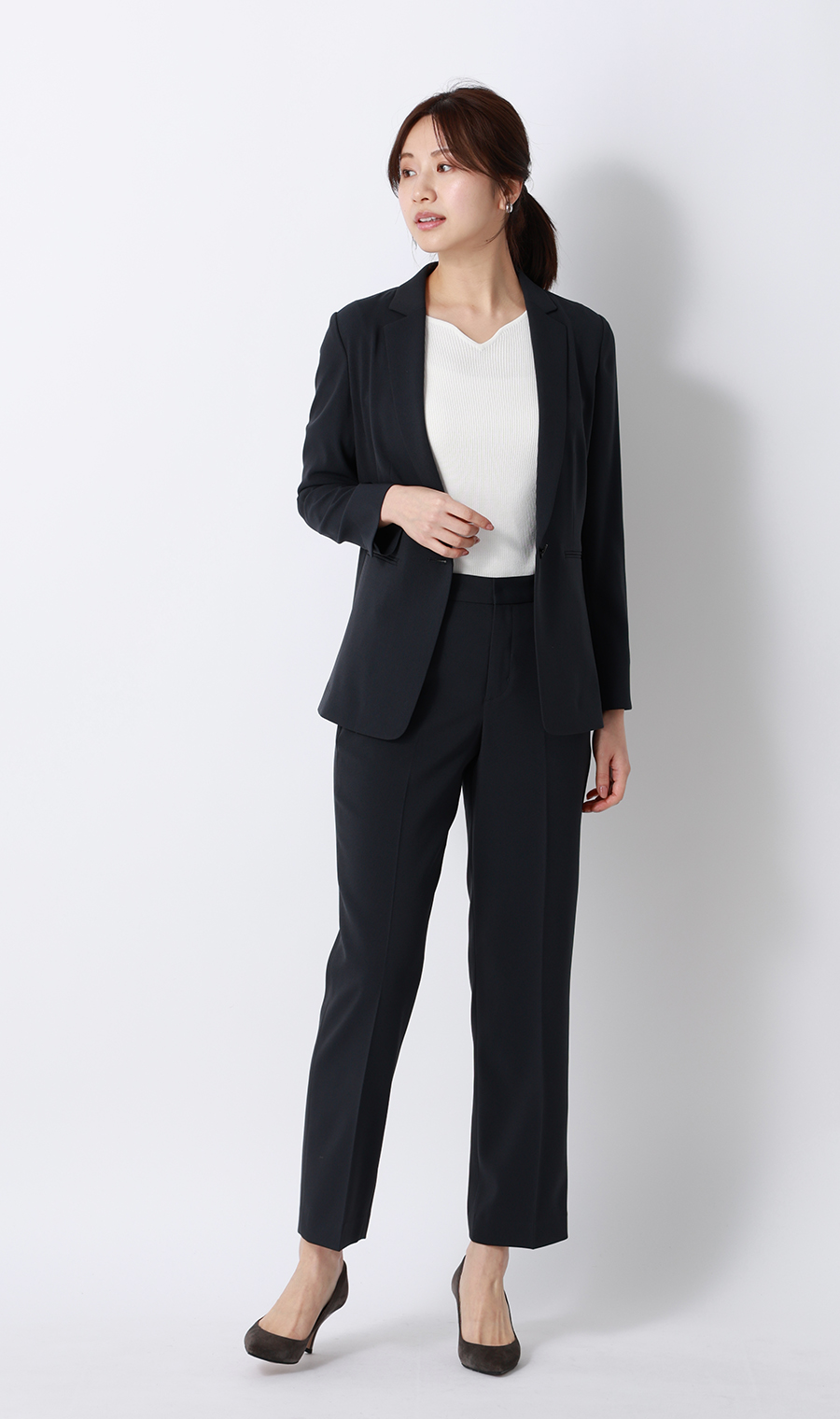 ストレートパンツ【COOLMAX】【涼】【セットアップ着用可】【裾上げ済み】 ネイビー SS