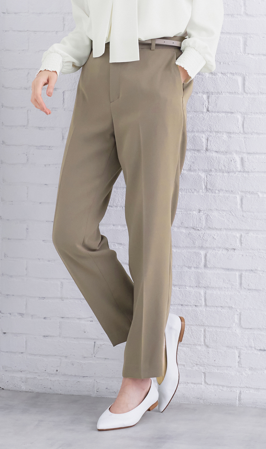 テーパードパンツ【セットアップ着用可】【裾上げ済み】 ベージュ 5号