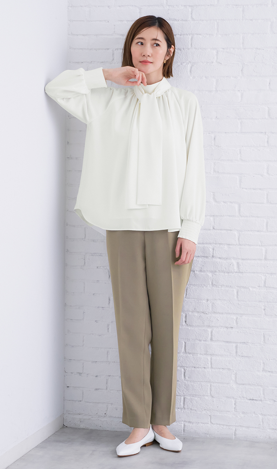 テーパードパンツ【セットアップ着用可】【裾上げ済み】 ベージュ 5号