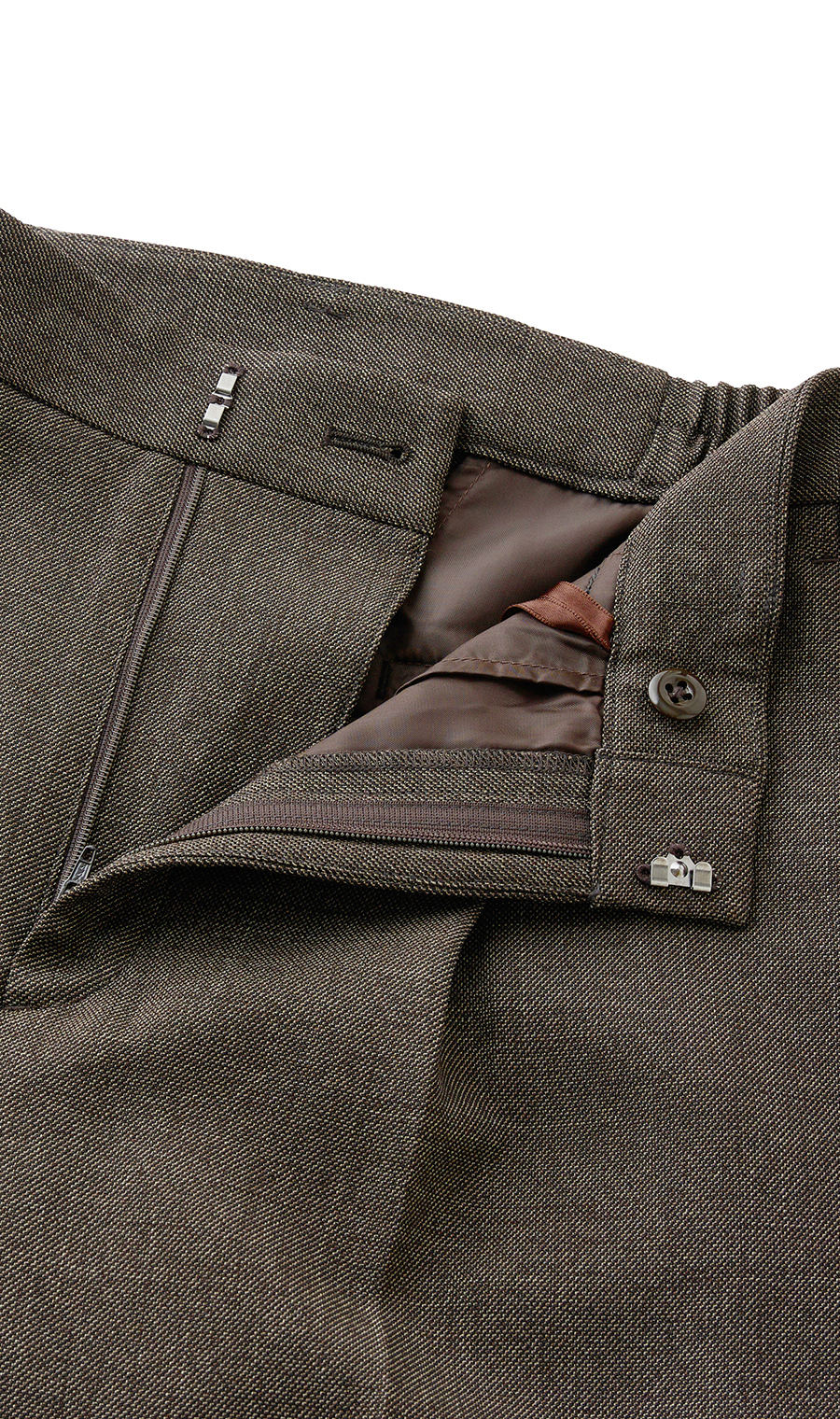 ワンタックテーパードパンツ【ツムギート】【セットアップ着用可】 ブラウン 5号