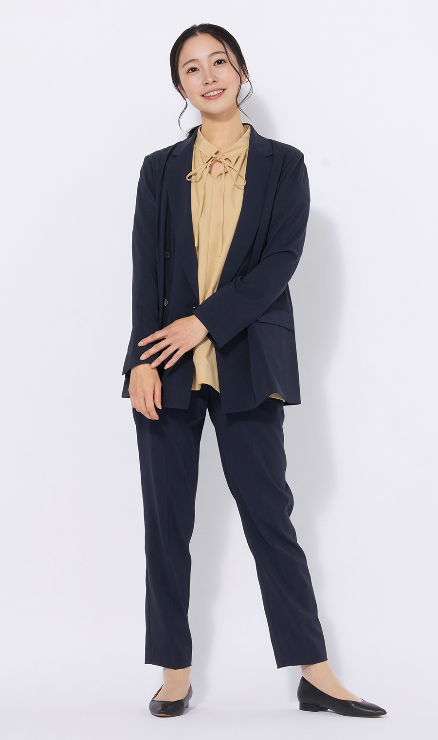 テーパードパンツ【超軽量】【涼】【セットアップ着用可】【裾上げ済み】 ネイビー S