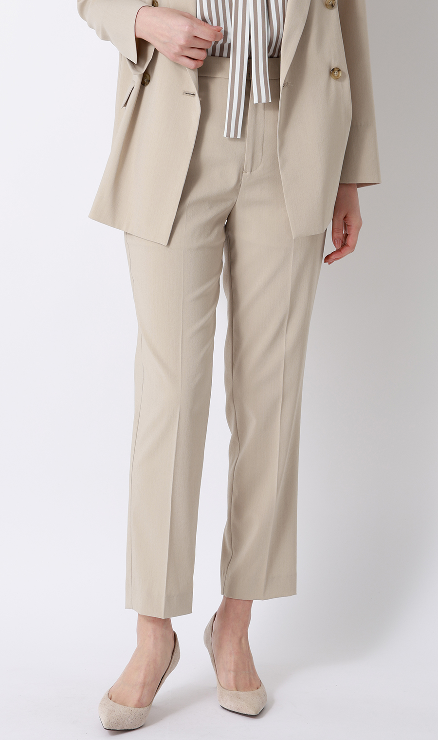 テーパードパンツ【超軽量】【涼】【セットアップ着用可】【裾上げ済み】 ベージュ S