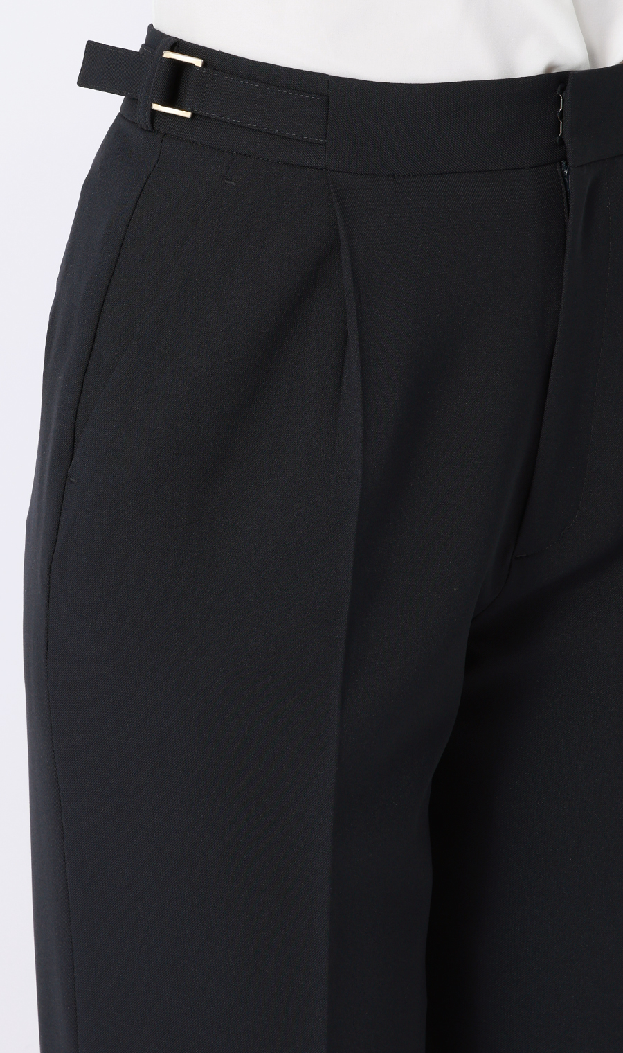 ウエストデザインテーパードパンツ【セットアップ着用可】【裾上げ済み】 ネイビー S