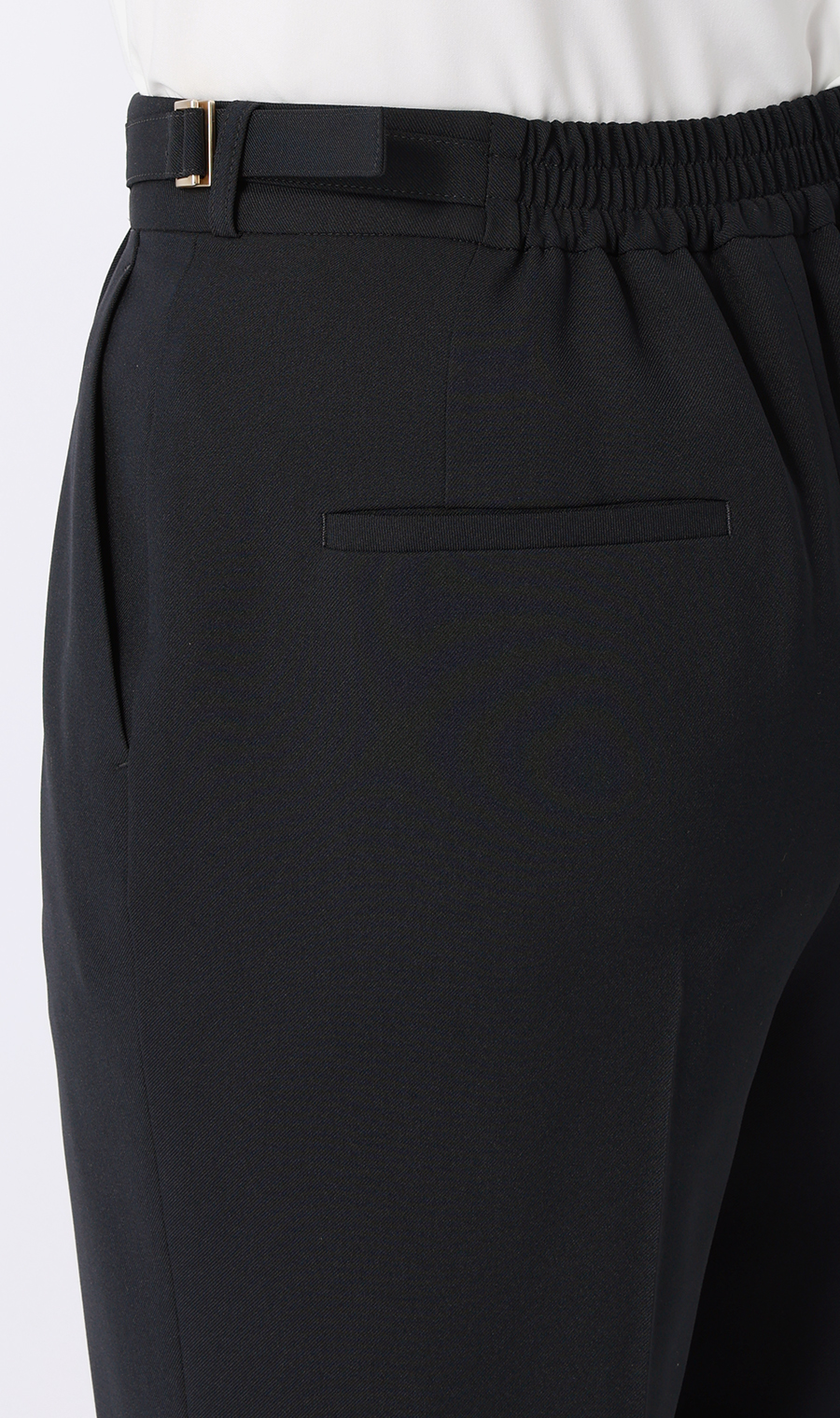 ウエストデザインテーパードパンツ【セットアップ着用可】【裾上げ済み】 ネイビー S