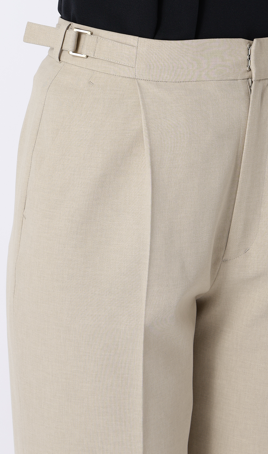 ウエストデザインテーパードパンツ【セットアップ着用可】【裾上げ済み】 ベージュ S