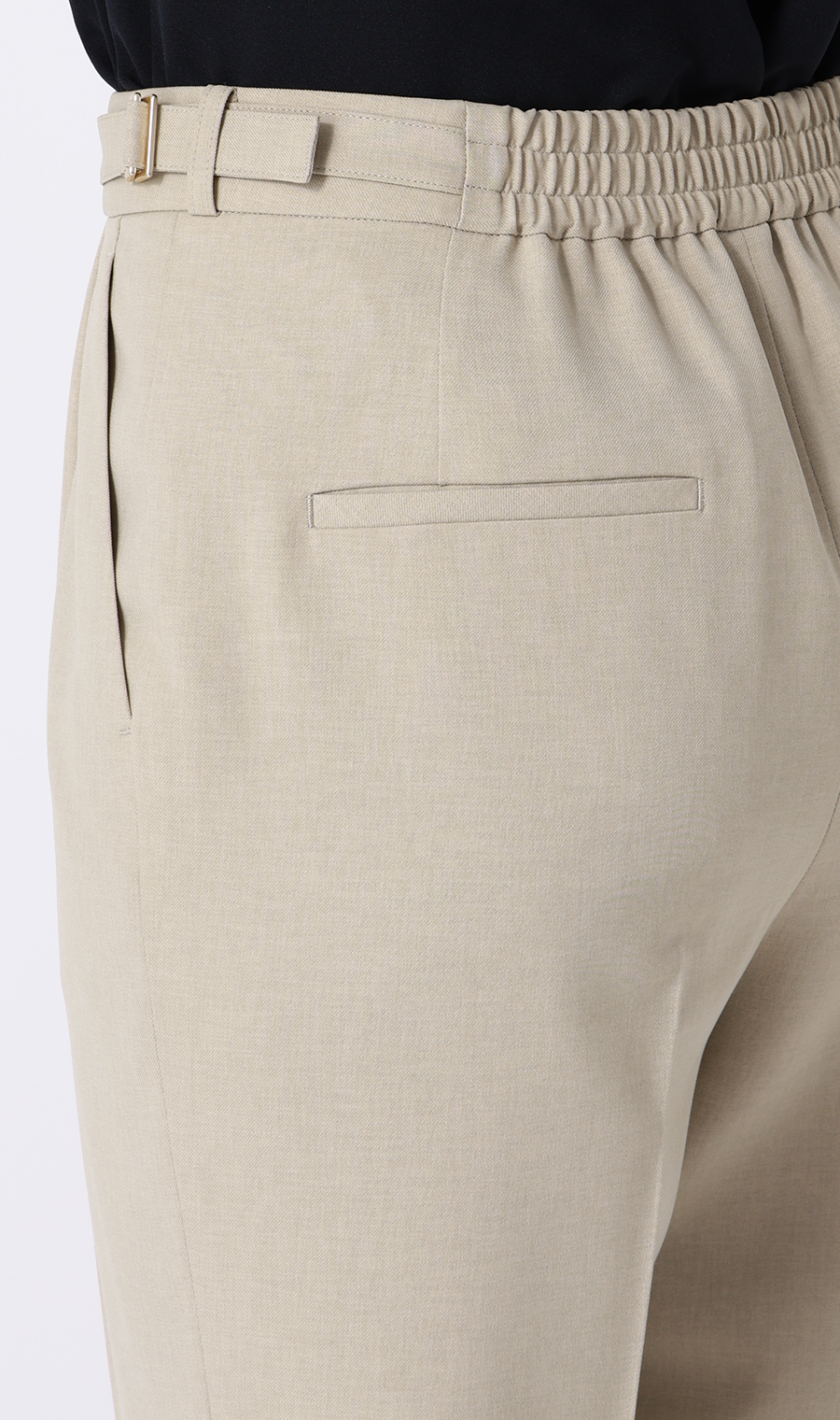 ウエストデザインテーパードパンツ【セットアップ着用可】【裾上げ済み】 ベージュ S