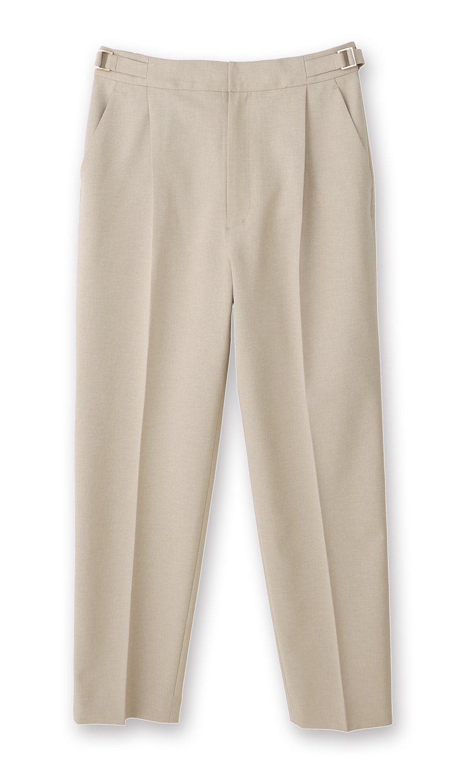 ウエストデザインテーパードパンツ【セットアップ着用可】【裾上げ済み】 ベージュ S