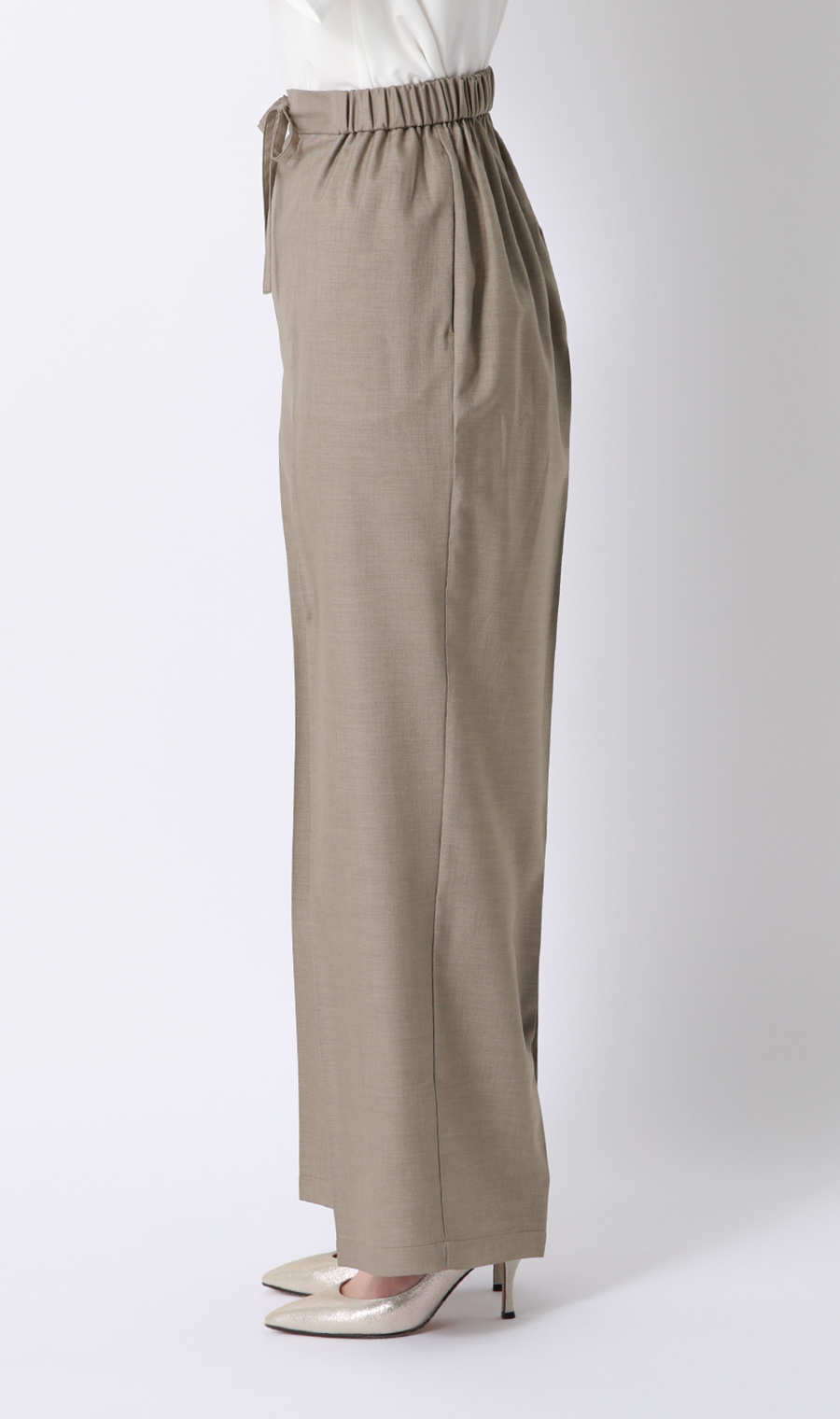 ドローコードワイドパンツ【涼】【セットアップ着用可】【裾上げ済み】 ベージュ S