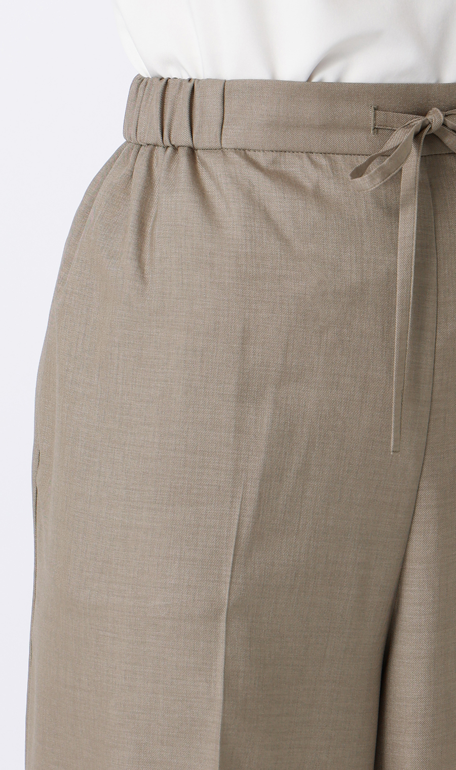 ドローコードワイドパンツ【涼】【セットアップ着用可】【裾上げ済み】 ベージュ S