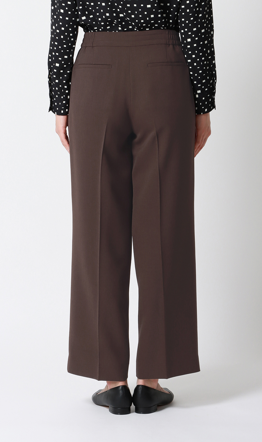 ドローコードワイドパンツ【セットアップ着用可】【裾上げ済み】 ブラウン S