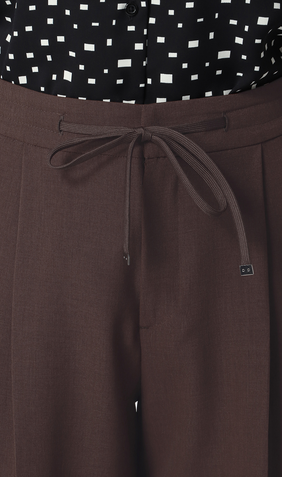 ドローコードワイドパンツ【セットアップ着用可】【裾上げ済み】 ブラウン S