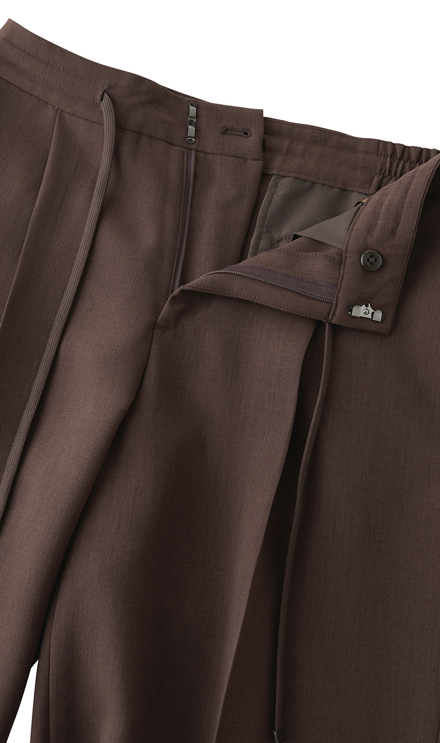 ドローコードワイドパンツ【セットアップ着用可】【裾上げ済み】 ブラウン S