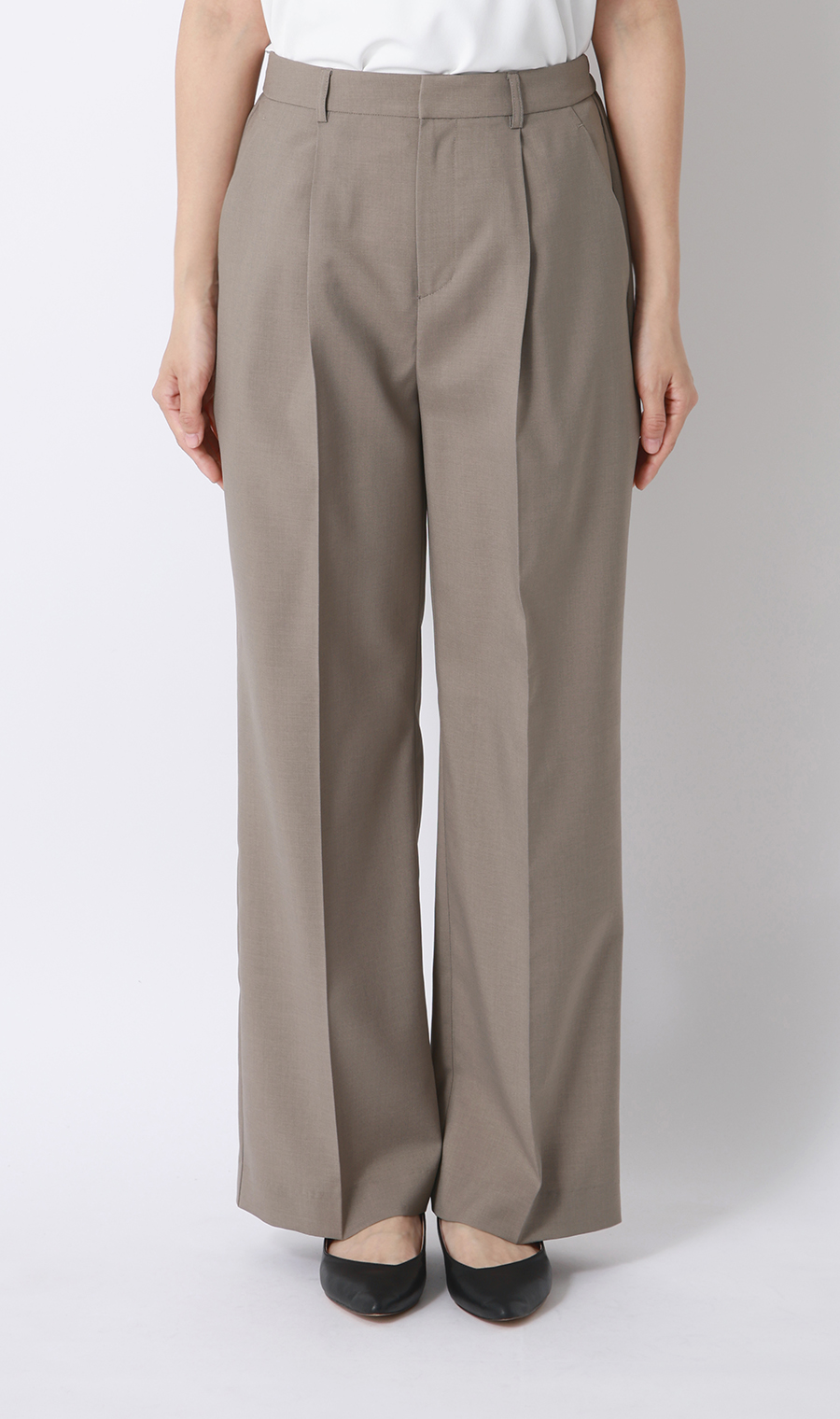 わたしの推しパン 【ワイドパンツ】【涼】【セットアップ着用可】【裾上げ済み】 グレージュ S