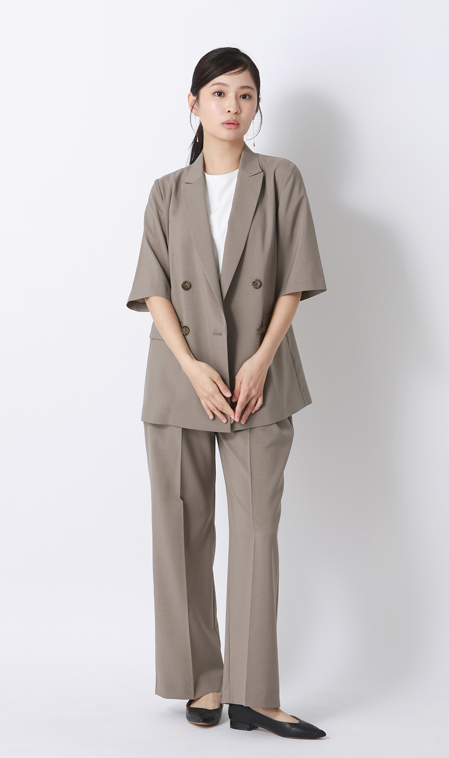 わたしの推しパン 【ワイドパンツ】【涼】【セットアップ着用可】【裾上げ済み】 グレージュ S