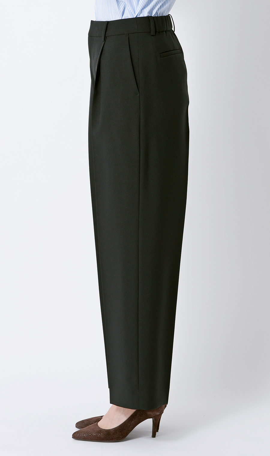 ワイドパンツ【セットアップ着用可】【裾上げ済み】 ブラック S