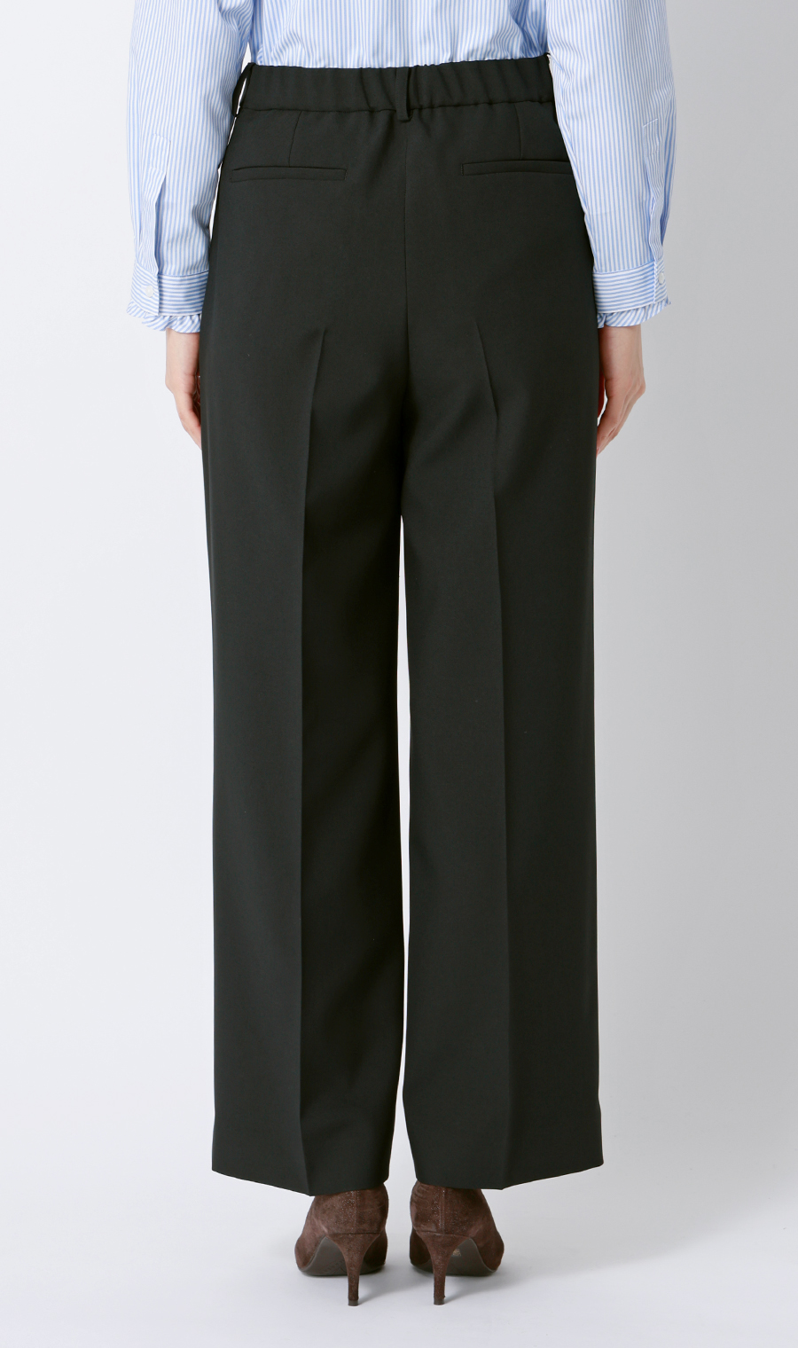 ワイドパンツ【セットアップ着用可】【裾上げ済み】 ブラック S