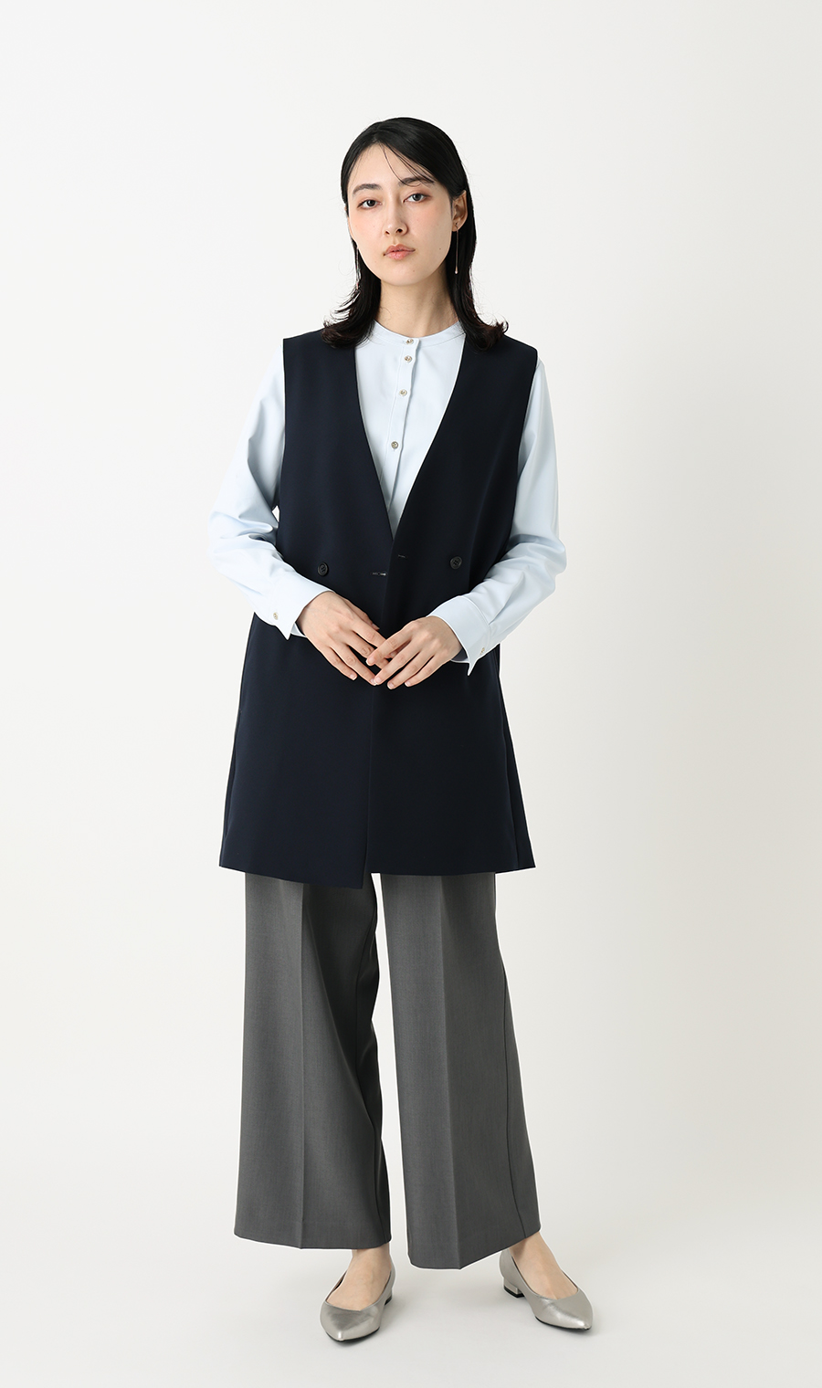 ワイドパンツ【セットアップ着用可】【裾上げ済み】 グレー S