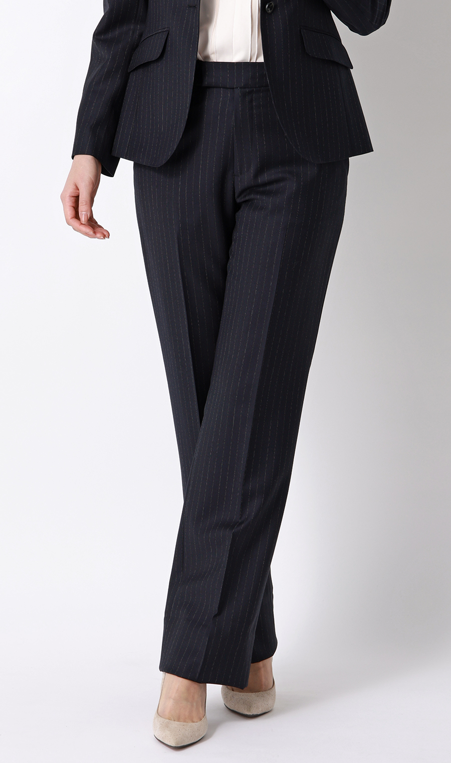 ストレートパンツ【Super140's】【セットアップ着用可】 ネイビー 5号