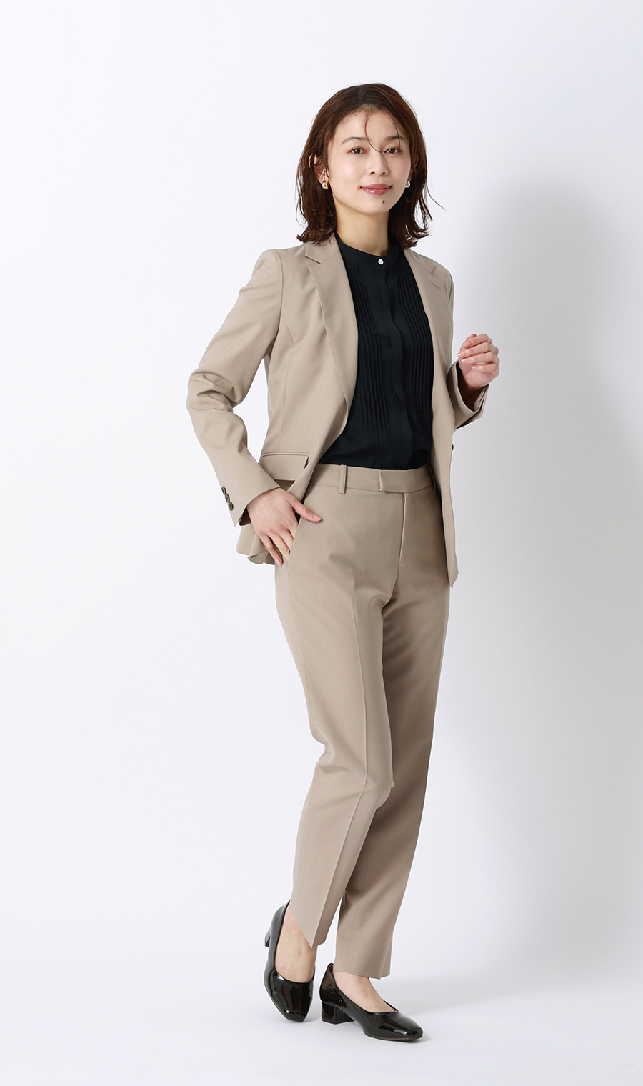 冷感テーパードパンツ【SMART MERINO】【セットアップ着用可】【清涼】【裾上げ済み】 ベージュ 9号