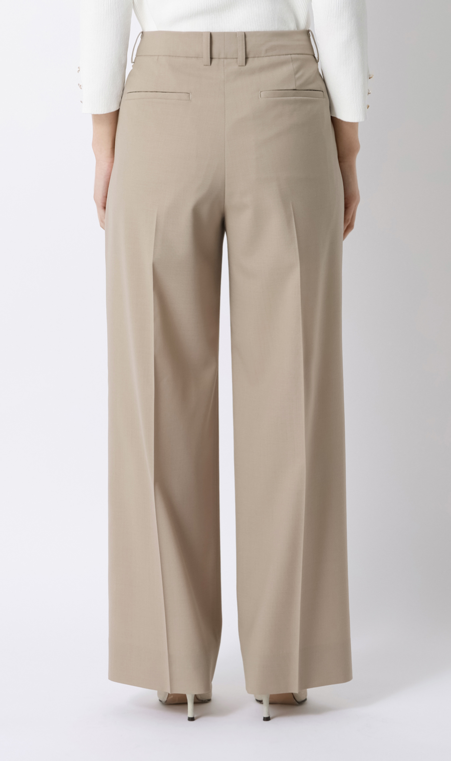 ワイドパンツ【SMART MERINO】【セットアップ着用可】【清涼】【裾上げ済み】 ベージュ 5号