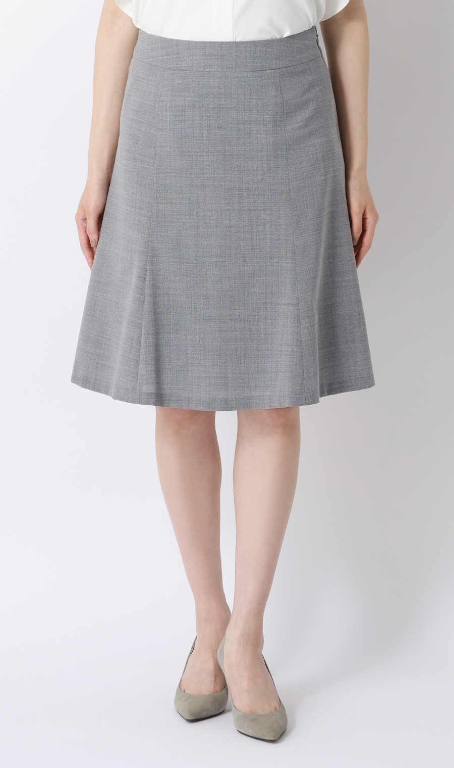 【超ストレッチスーツ】フレアスカート【涼】【セットアップ着用可】【＃すご】 グレー 5号