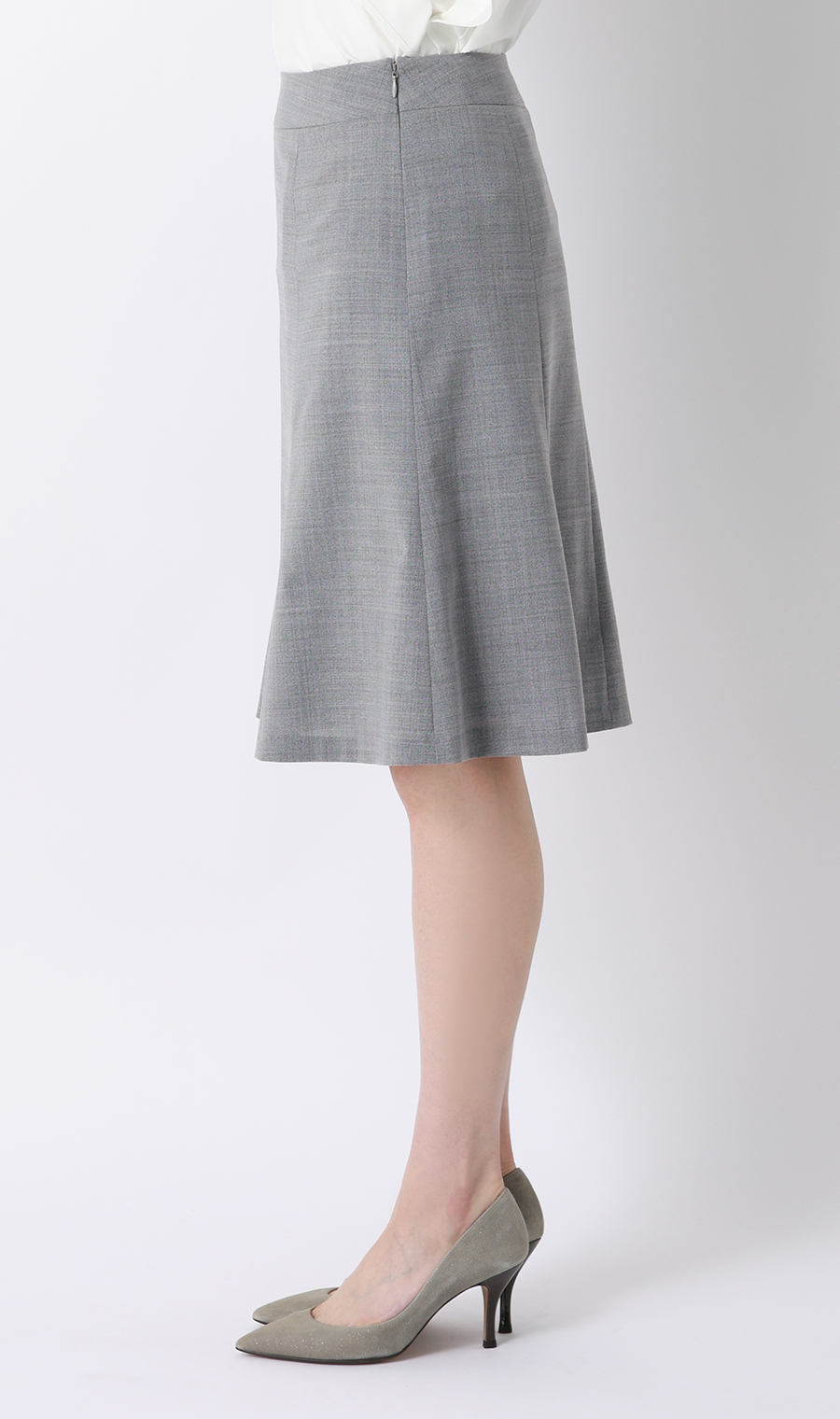 【超ストレッチスーツ】フレアスカート【涼】【セットアップ着用可】【＃すご】 グレー 5号